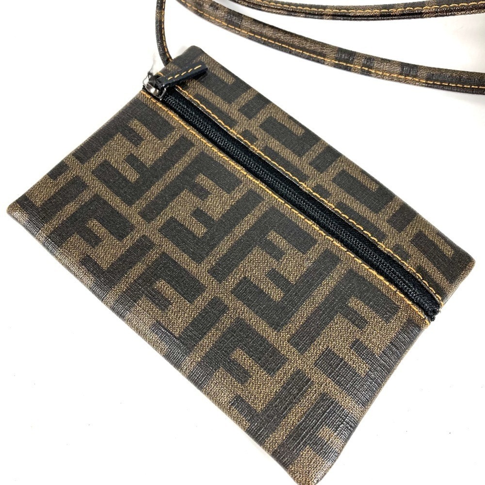 FENDI handbag with pouch, Zucca mesh logo, tote bag, shoulder women's, brown. - Picture 7 of 13